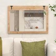 Espelho de parede com moldura de madeira de abeto 97 x 67 cm montagem vertical e horizontal decorativo Natural