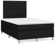 Cama box spring c/ colchão e LED 120x190 cm tecido preto