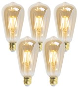 Conjunto de 5 lâmpadas LED reguláveis E27 ST64 Goldline 5W 380lm 2200K