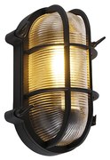 Luminária de parede e teto industrial oval preta IP44 - Noutica