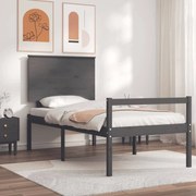 Estrutura de cama com cabeceira 90x200 cm madeira maciça cinza