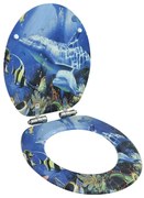 vidaXL Assento de sanita com tampa de fecho suave MDF design golfinhos