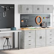 vidaXL Armários de garagem 2 pcs madeira processada cinzento-cimento