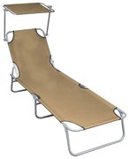 vidaXL Espreguiçadeira dobrável com toldo alumínio cinza-acastanhado