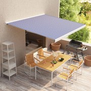 Toldo motorizado com caixa 350x250 cm azul e branco