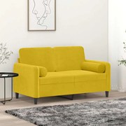 vidaXL Sofá 2 lugares c/ almofadas decorativas 120 cm veludo amarelo