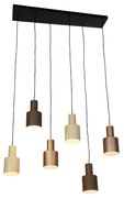 Candeeiro suspenso bronze com taupe e bege 6 luzes - Ans Moderno