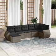 vidaXL 7 pcs conjunto sofás p/ jardim c/ almofadões vime PE cinzento