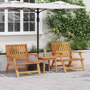 vidaXL Cadeira de Jardim 3 pcs Castanho Madeira Sólida de Acácia