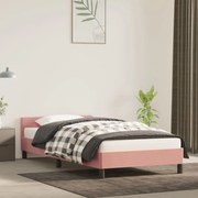 Estrutura de cama c/ cabeceira 100x200 cm veludo rosa