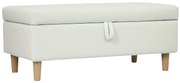 HOMCOM Banco de Arrumação Baú Estofado em Veludo com Pés de Madeira Capacidade 71L para Quarto Entrada ou Sala 100x50x43 cm Creme | Aosom Portugal