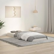 vidaXL Estrutura cama de solteiro pequena 75x190cm pinho maciço branco