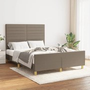 Estrutura cama cabeceira 140x190 cm tecido castanho-acinzentado