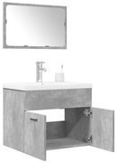 vidaXL 3 pcs conj. móveis casa banho derivados madeira cinza cimento