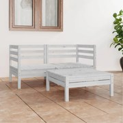 vidaXL 3 pcs conjunto lounge de jardim pinho maciço branco