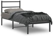 Estrutura de cama metal s/ colchão c/ cabeceira 75x190 cm preto