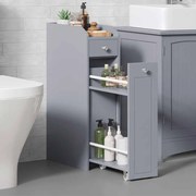 Armário de casa de banho estreito com gavetas para papel higiénico 40 x 18 x 70 cm Cinzento 