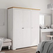 Roupeiro BODO 146x53,5x173 cm pinho maciço branco e castanho