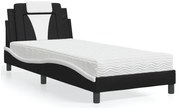 vidaXL Cama com colchão 80x200 cm couro artificial preto e branco