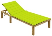 vidaXL Espreguiçadeira com almofadão verde brilhante pinho impregnado
