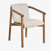 Cadeira De Jantar Elmina Acacia Wood Com Braços Castanho Acácia & Caracóis Blanco - Sklum
