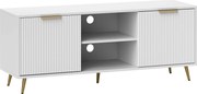 HOMCOM Móvel de TV Moderno Móvel de TV para Sala de Estar com 2 Compartimentos Abertos para Televisores de 55 Polegadas 120x35x48 cm Branco | Aosom Portugal