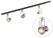 LED Trilho inteligente monofásico preto com aço, incl. 3 GU10 Wi-Fi - Suplux Moderno
