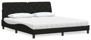 vidaXL Cama com colchão 180x200 cm tecido preto