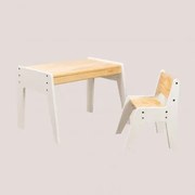 Conjunto De Mesa E Cadeira De Madeira Blaby Kids Branco - Sklum