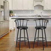 Conjunto de 2 bancos de bar alto de metal 55 x 56 x 102 para cozinha, sala de jantar, cozinha industrial Preto