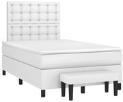 vidaXL Cama boxspring com colchão 120x190 cm couro artificial branco