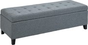 HOMCOM Banco estofado com armazenamento, otoman, banco de corredor, capitonê,125,1 cm x 48,9 cm x 41,3 cm, Cinza | Aosom Portugal