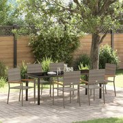 vidaXL Conjunto de Jantar de Jardim de 7 Peças Cinza em Rattan