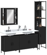 4 pcs conjunto móveis casa de banho derivados de madeira preto