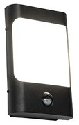 Candeeiro de parede preto com LED IP44 com sensor de movimento - Khuvan