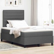 vidaXL Cama Box com colchão Cinza Escuro 120 x 190 cm tecido
