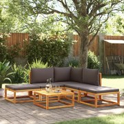 vidaXL Conjunto de sofás de jardim vidaXL de 6 peças com almofadas de madeira de acácia e vime