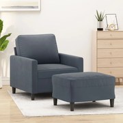 vidaXL Poltrona com apoio de pés 60 cm veludo cinzento-escuro
