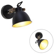 Candeeiro de parede industrial preto com ajuste dourado - Liko Industrial