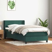 vidaXL Cama com molas/colchão verde-escuro 80x220 cm veludo