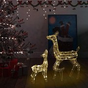 vidaXL Família de renas decorativa 160 LEDs acrílico branco quente