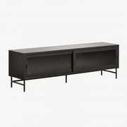 Móvel Tv 180x40 Cm Em Aço E Vidro Paoline Negro-de-fumo - Sklum