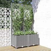 vidaXL Vaso/floreira jardim c/ treliça 80x40x136 cm PP cinza-claro