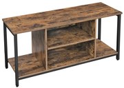 Móvel de televisão com prateleiras abertas para sala. | VASAGLE | 110 x 40 x 50 cm | castanho rústico e preto | LTV39BX.