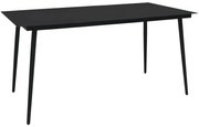 Mesa de jantar para jardim 150x80x74 cm aço e vidro preto