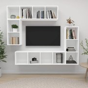 vidaXL Conjunto móveis de TV 4 pcs madeira processada branco