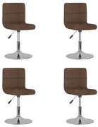 vidaXL Cadeiras de jantar giratórias 4 pcs tecido castanho