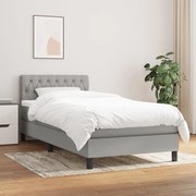 vidaXL Cama com molas/colchão 90x190 cm tecido cinzento-claro