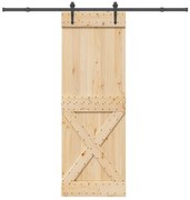 VidaXL Porta de correr com ferragens 80x210 cm madeira de pinho maciça