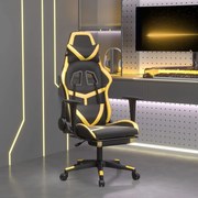 vidaXL Cadeira gaming massagens c/ apoio pés couro artif. Ouro/Preto